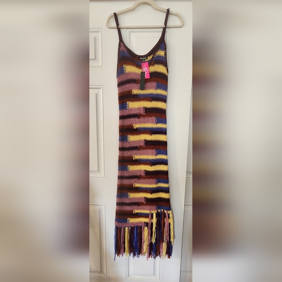Steve Madden Multicolor Striped Fringe Dress NWT - Picture 1 of 9